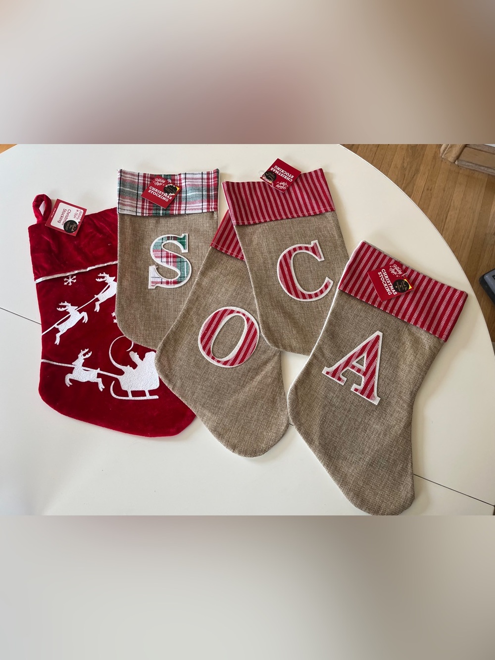 Set of 5 Christmas Stockings - New